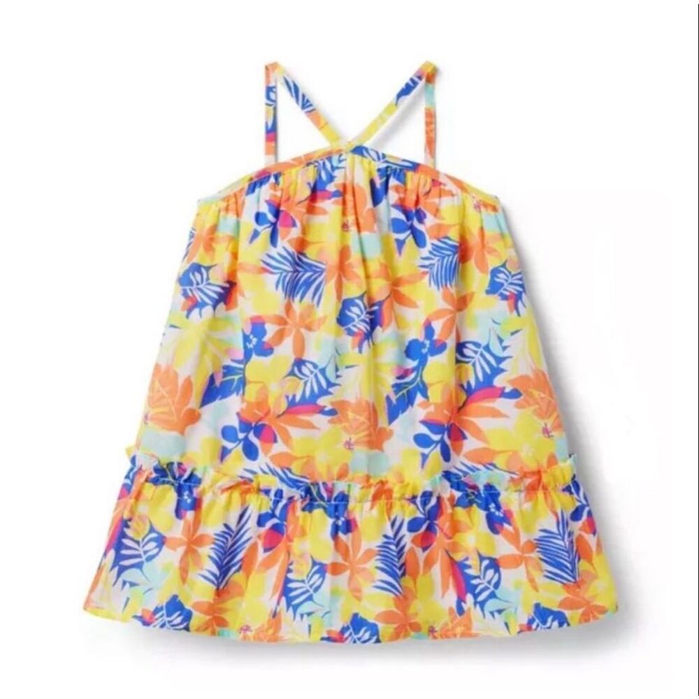 Janie and Jack Palm Floral Halter Sundress in Sunny Yellow Palm Floral Size 3T